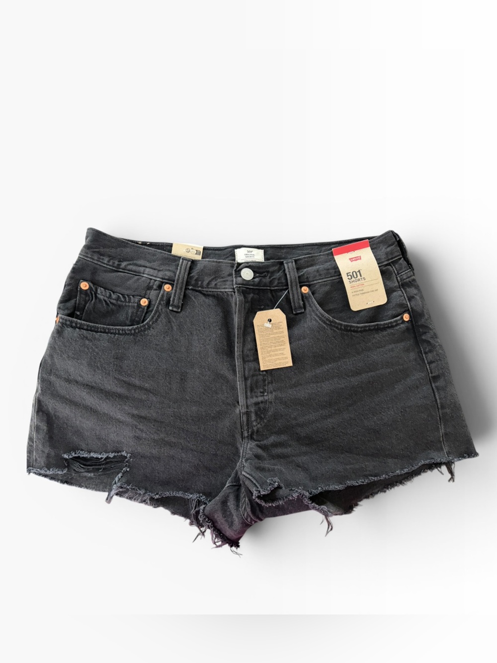 Levi’s 501 High Rise Cutoff Jean Shorts Size 31 NWT Black Denim